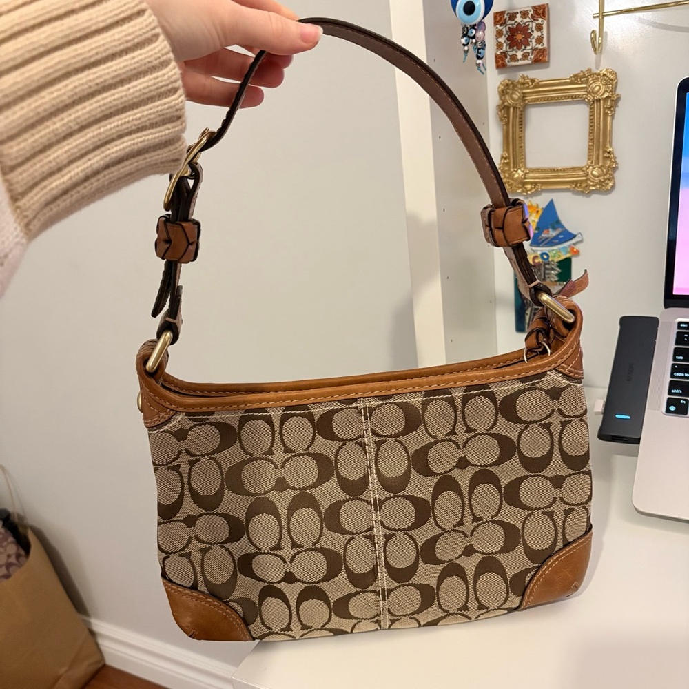 Coach Jacquard Signature Monogram Bleecker Shoulder Bag